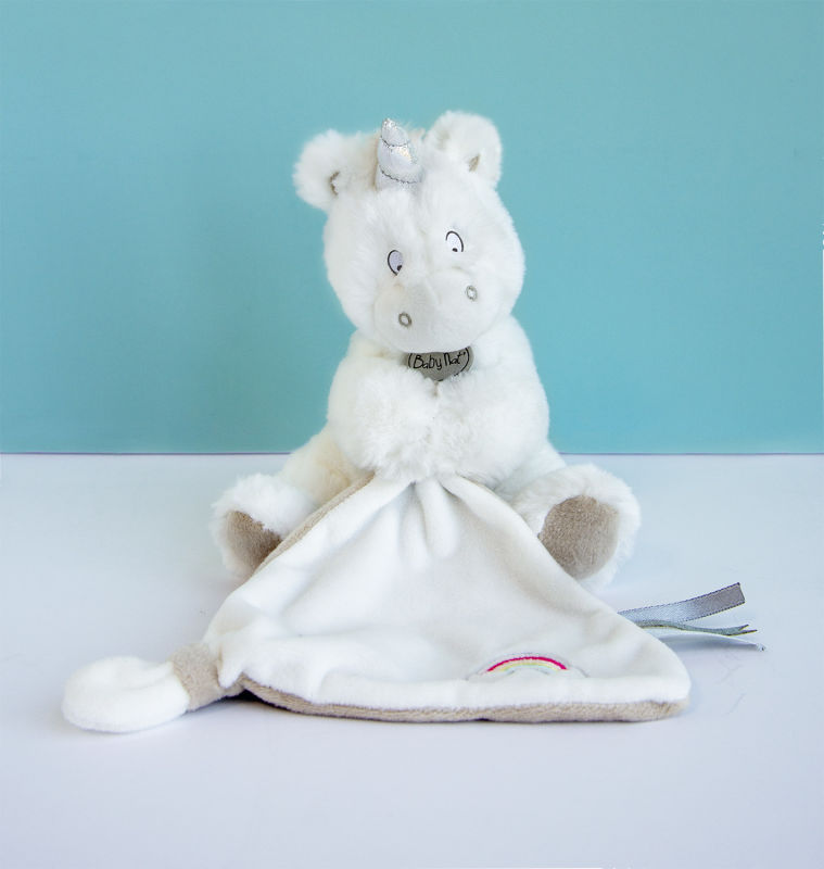  baby comforter with unicorn beige grey silver 
